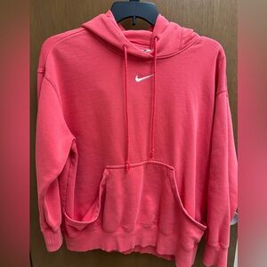 Nike Women’s Phoenix Oversized Fleece Center Swoosh Pink Pullover Hoodie